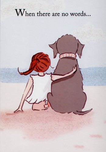 Encouragement girl with dog - with,